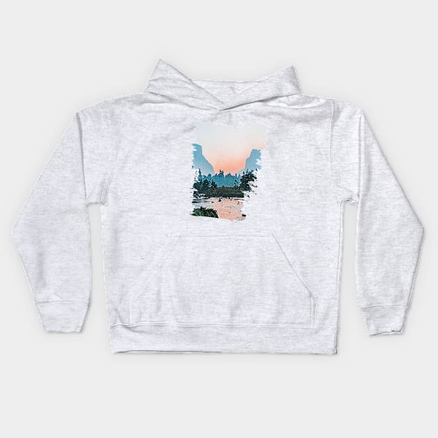 Beautiful Mountain Lake Landscape Kids Hoodie by PGP